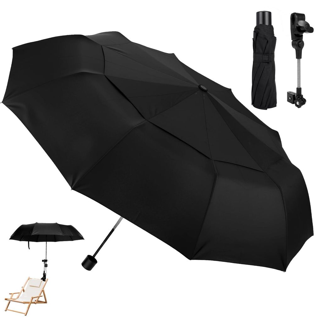 Doppellagiger Sonnenschutz für Liegestühle, universell verstellbare Klemme, UV-Schutz 50+, Kuppeldurchmesser 120 cm, tragbarer Klemmschirm für C...