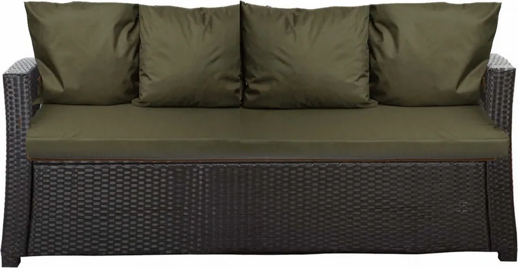 Cuscini Divano Esterno 170x50x7 Verde | Set Ricambio Rattan 4 Posti