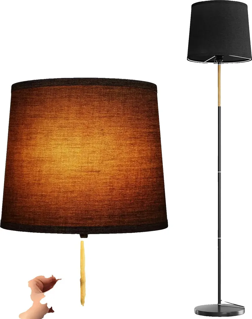 Lampada da terra, design elegante, luce soffusa, nero