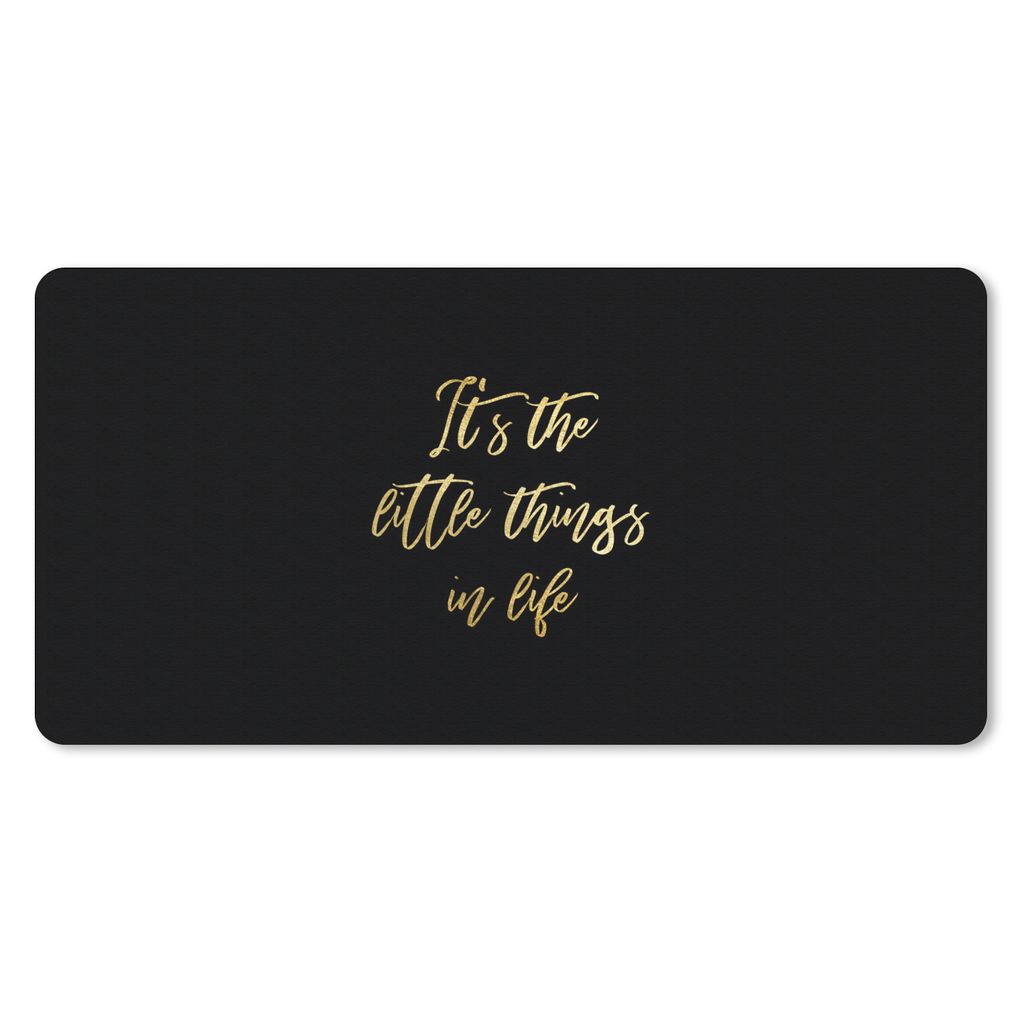 MuchoWow Schreibtischunterlage Zitate - Leben - Gold 80x40 cm - XXL Mauspad - Gaming Mauspad