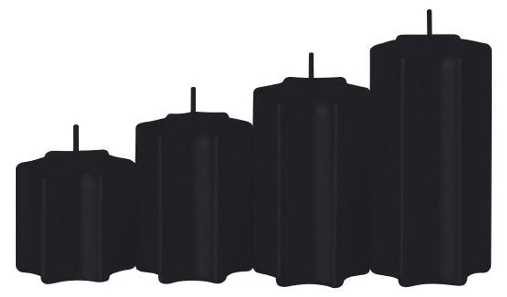 4er Set Sternkerzen abgestuft Schwarz Ø 60 mm Produktbild 