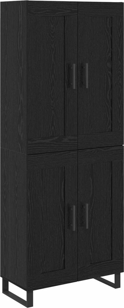 Highboard Schwarz Eichen-Optik 69,5 x 34 x 180 cm Holzwerkstoff
