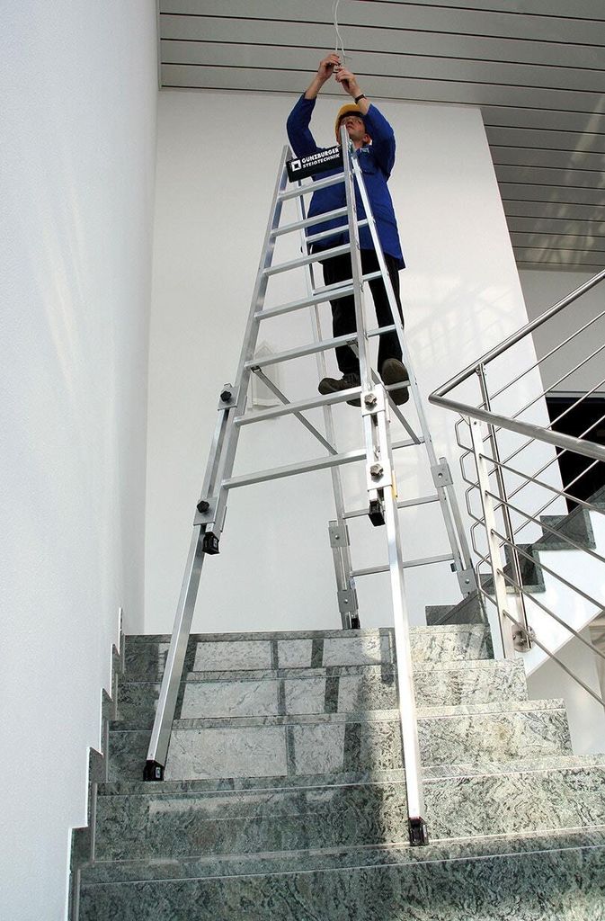 Günzburger Steigtechnik Aluminium Stehleiter 2x6 Sprossen treppengängig - 033512