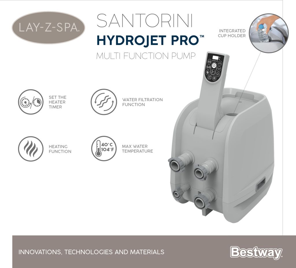 Santorini Lay-Z-Spa HydroJet Pro Garden Jacuzzi BESTWAY Obrázek produktu 41