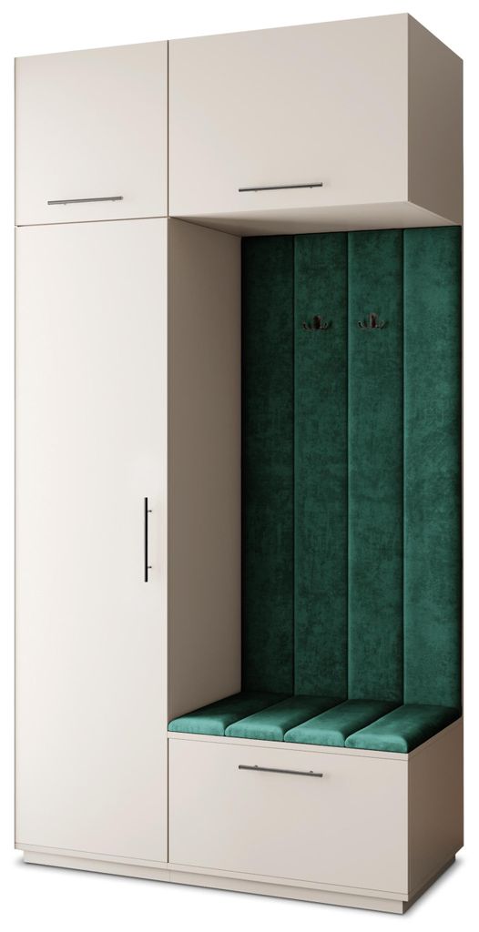 Masseno Garderobe-Set REMA 120/240/60 cm Modern Garderobenschrank Kaschmir, Veloursstoff MONOLITH 37 (Grün)