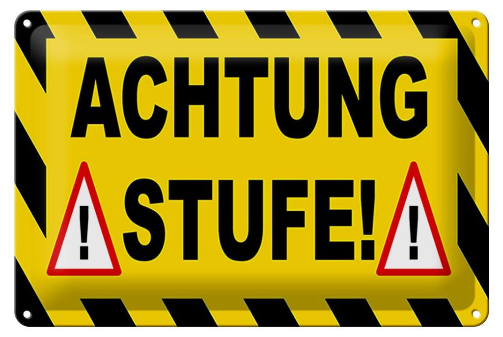 Blechschild Hinweis 30x20cm Achtung Stufe Ausrufezeichen