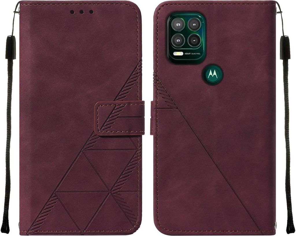 Moto G Stylus 5G 2021 Hülle, Schlank Prägung Flip Leder Kartenfächer Schutzhülle mit Ständer für Motorola Moto G Stylus 5G 2021 Rot