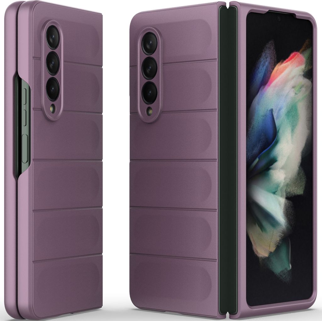 Handyhülle für Samsung Galaxy Z Fold 3 5G Hartes PC Matt Stossfest Anti-rutsch Hülle Lila
