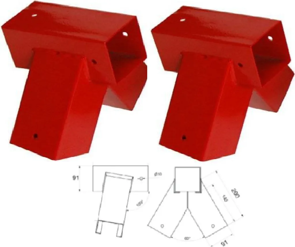 Offerta 2 Connettori per Altalena in Legno 90mm Quadrati Rossi 100°