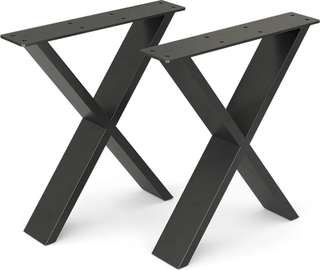 Pied de table en métal noir 40x42cm Vicco - Support en X pour banc DIY