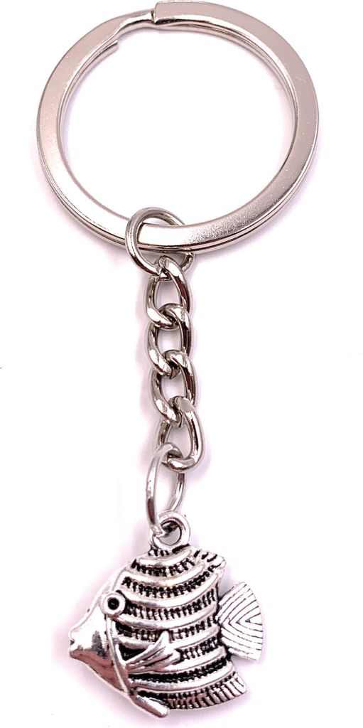 Onwomania Schlüsselanhänger Rif Fisch Zierfisch Aquarium Silber Metall Anhänger Charm