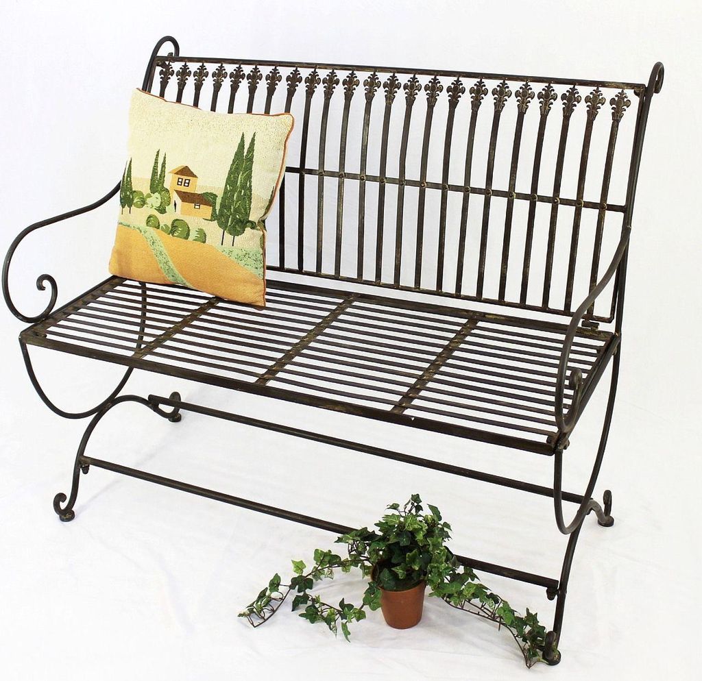DanDiBo Gartenbank Metall Braun Wetterfest 2-Sitzer Finca 102 cm Bank Garten Sitzbank Eisen