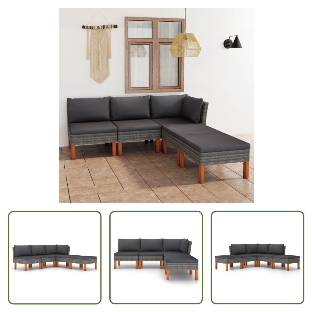 The Living Store 5-tlg. Garten-Lounge-Set mit Kissen Poly Produktbild 