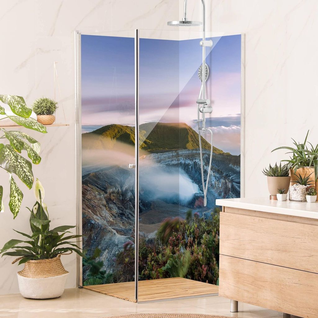 Duschrückwand Natur selbstklebend - 0.35 mm Wandpaneel wasserfest Amerika USA grün Motiv Badrückwand fugenlos Smart matt 100x200 cm