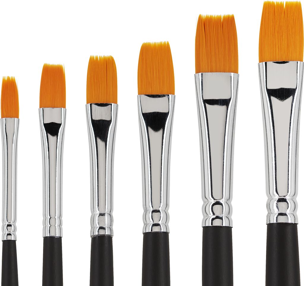 VBS Flachpinsel Set 6 Stück 2 bis 5 cm für Malerei und Produktbild 
