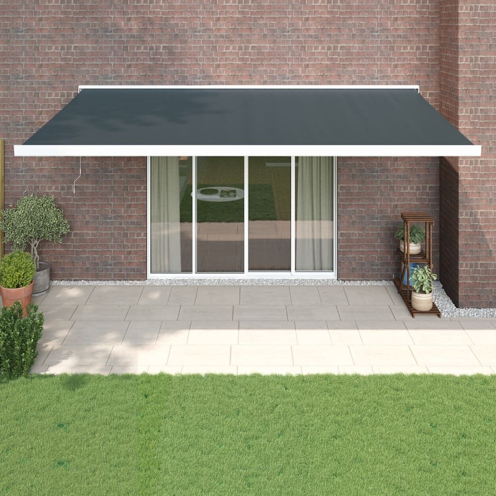 Design Markise Einziehbar Anthrazit 5x3 m Stoff und Aluminium, Markisen 2024 Neu