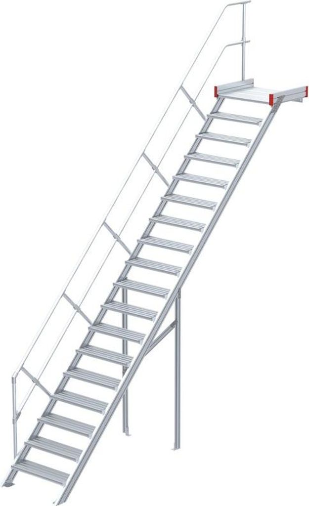 Euroline 511 Podesttreppe 45° 600mm Stufenbreite 18 Stufen Alu gerieft