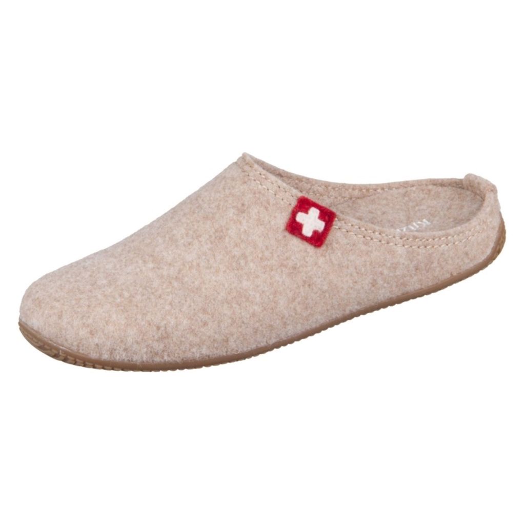 Living Kitzbühel Filz - Schweizer Kreuz Pantoffeln Integriertes Fußbett, Sohle aus rutschhemmendem, abriebfestem Naturkautschuk, Bequem und flexibel