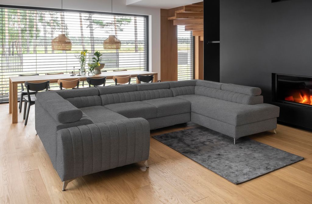 Couchgarnitur Ecksofa Louis U-Form mit Schlaffunktion und Bettkasten