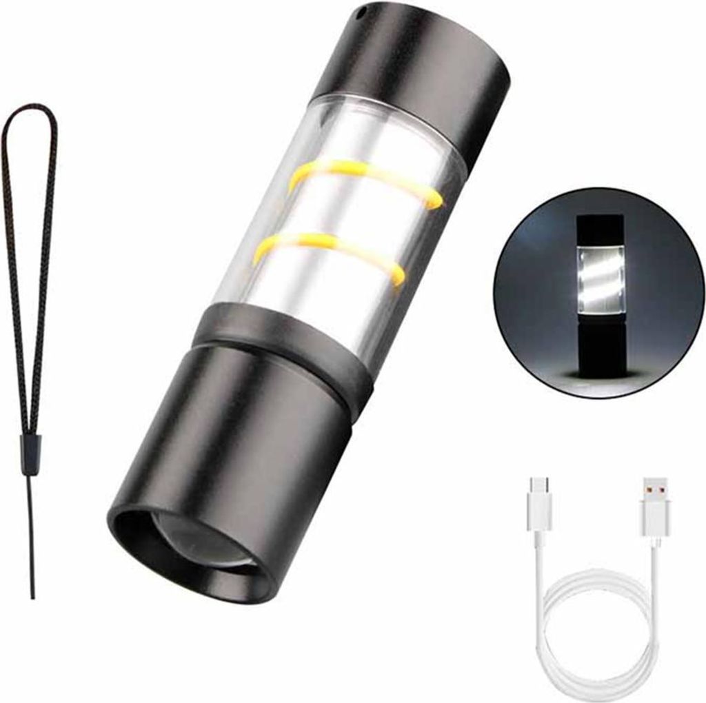 INF Mini LED Taschenlampe: Tragbar, Aufladbar für Camping & Notfälle Weiß