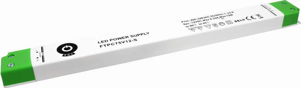 Transformateur LED 24V 75W FTPC75V24-S format réglette pour profilés fins