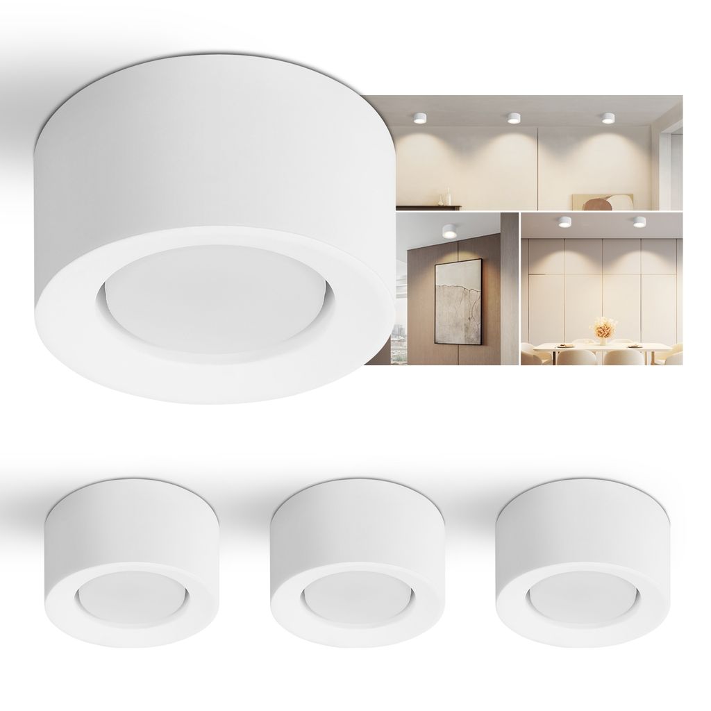 ZMH 4er Aufbauspot rund Aufbaustrahler weiß Aufbauleuchte GX53 Deckenspots flach Spots Deckenleuchte Aufputz aus Gips Modern klein Deckenlampe Max...