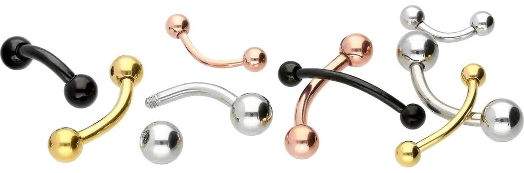 Bauchnabel-Piercing, Rook Piercing Chirurgenstahl Banane Schwarz Stablänge: 12mm + Stabstärke: 1,2mm + Kugelgröße: 3mm