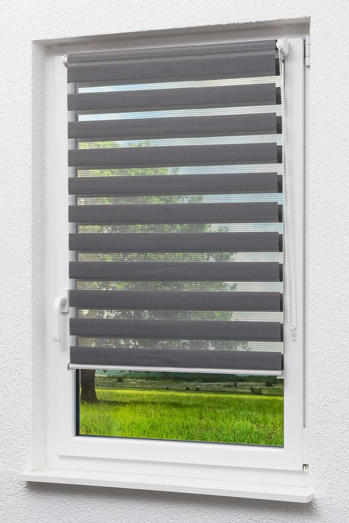 Doppelrollo mit Trägerprofil (B x H) 45cm x 150cm in grau/anthrazit , zum Klemmen und Schrauben