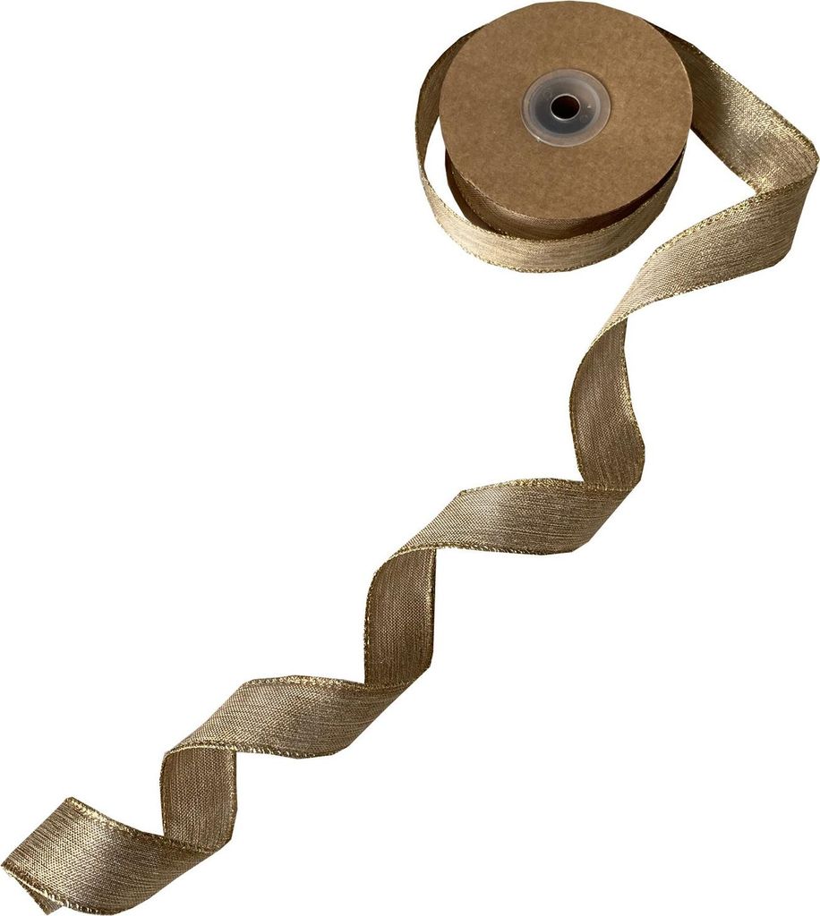 Feines Geschenkband mit Lurexfäden - cremegold - 25mm 10m