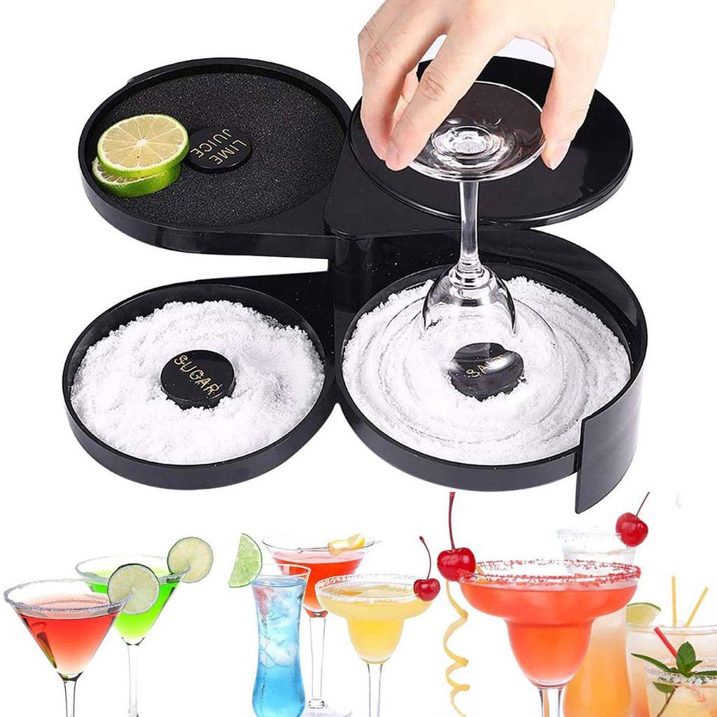 3-stufiger Bar-Glas-Rimmer für Margarita Cocktails, Barkeeper Werkzeug, Box Container für Salz, Zucker