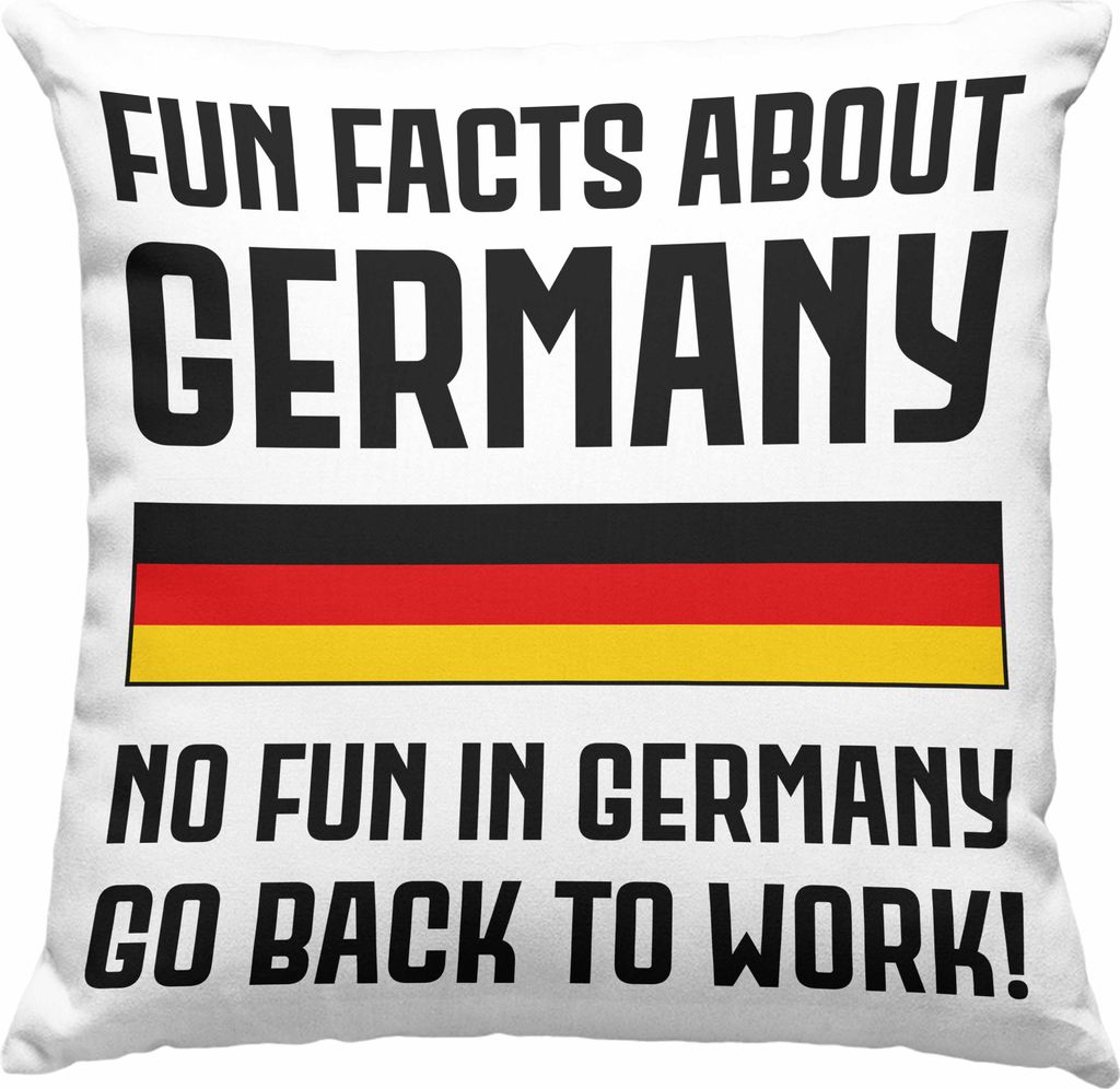 Trendation - Fun Facts About Germany Deko-Kissen mit Füllung 40x40 Lustiger Spruch BüroDeko-Kissen mit Füllung 40x40 mit Spruch Geschenk Kollege...