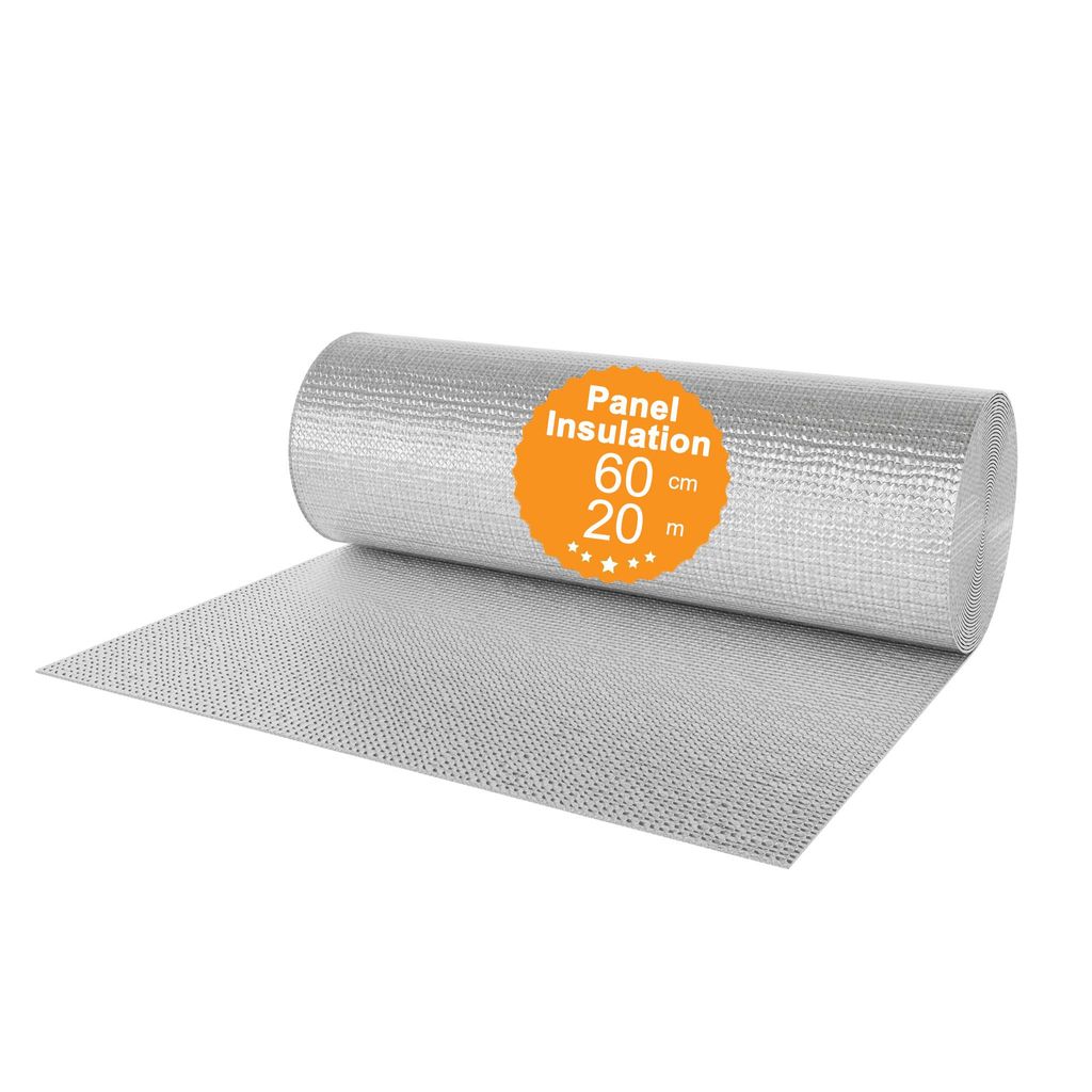JOIEYOU Isolierfolie Dämmfolie 0,6x20m Thermofolie Reflexionsfolie Heizung Isolierung 3-4mm Doppelte Aluminium Isolierungsfolie Reflektierende Fol...