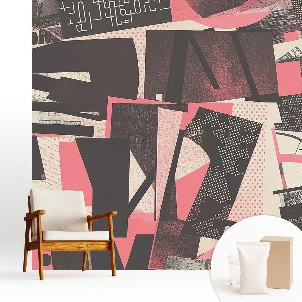 Fototapete - 250x250 cm - Tapete - Wandtapete - Wandbilder - Dekofolie - Tapete Folie - Wand - Dekoration - Wohnzimmer - Geometrische Collage