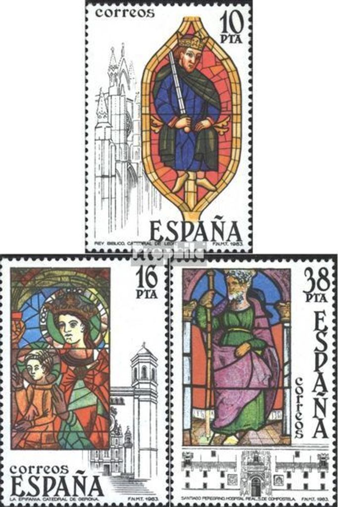 Briefmarken Spanien 1983 Mi 2607-2609 (kompl.Ausg.) postfrisch Alte Glasfenster