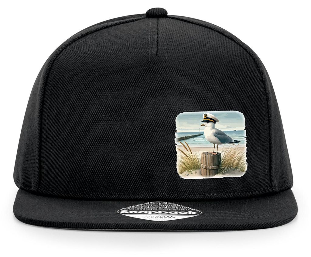 Huuraa Cappy Mütze Käpitän Möwe Strand Küste Black Polyester Snapback Kappe Geschenkidee