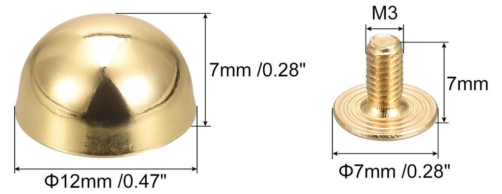 10 S?tze 12x7mm Runde Nieten Taschenfš¹?e Pilznieten Metallnieten Nieten mit Schraubverschluss, Solide Rundkopf Ledernieten Schraubnieten Hohlrun...