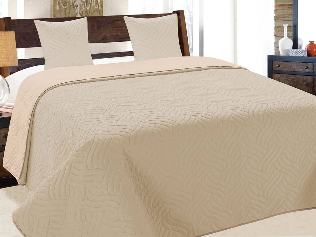 Zweiseitige Tagesdecken Vigo II 011 Beige Ecru 220x240+2x Produktbild 