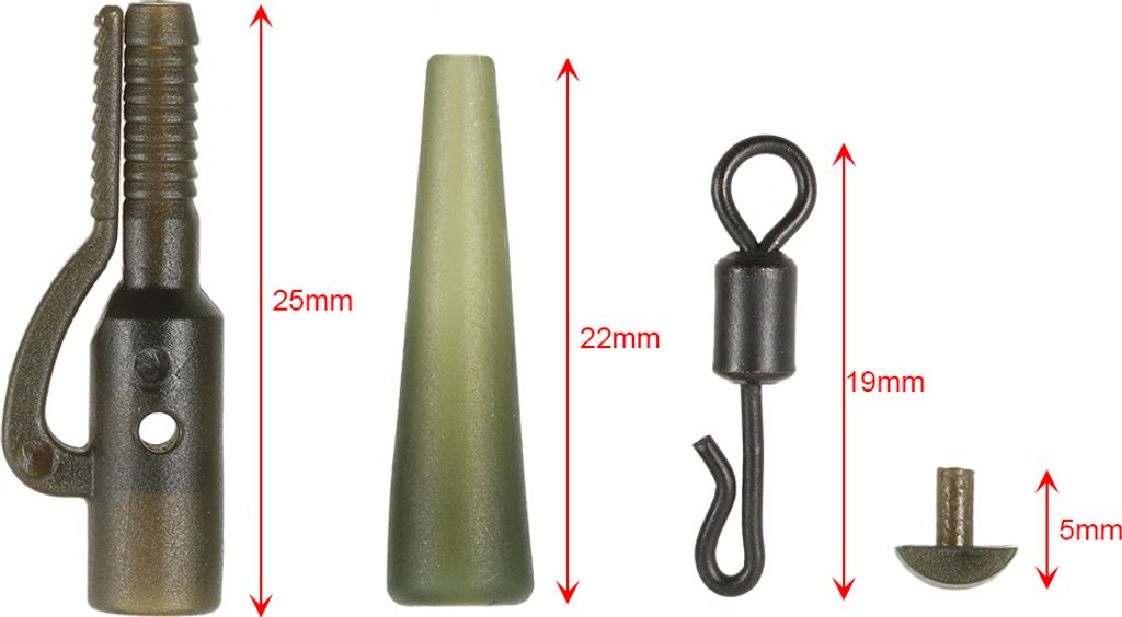 120pcs/30Set Angeln Set Sicherheit Clips Schwanz Gummi Rohre mit Stiften Wirbel Karpfenfischen Terminal Tackle Tool Zubehör