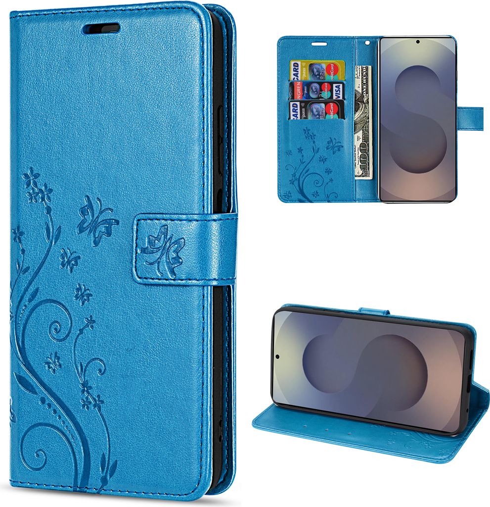 Hülle für Samsung Galaxy S25 Ultra Handyhülle Handy Tasche Wallet Case Flip Cover in Blau