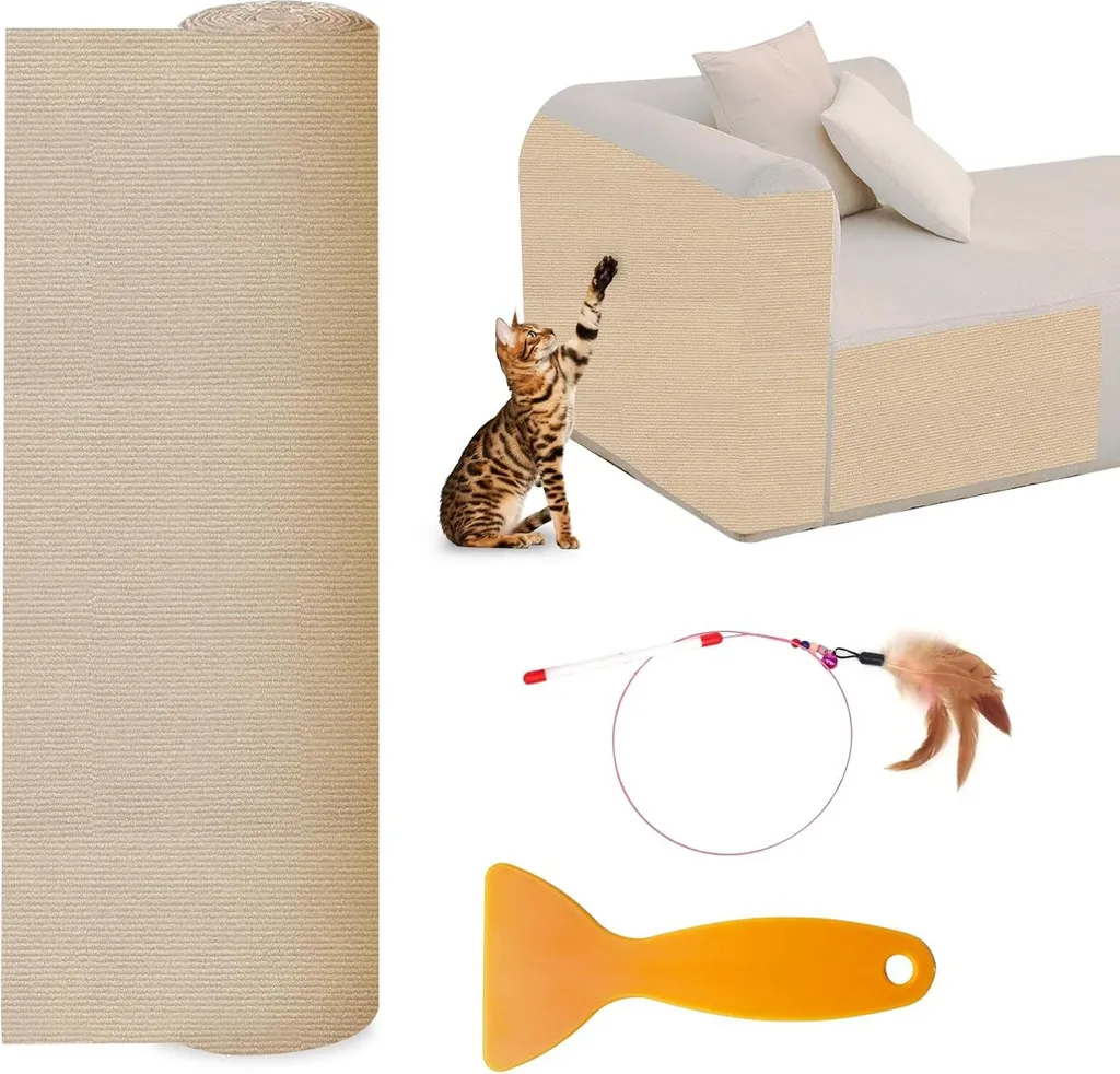 Tapis griffoir pour chat gris foncé, protection murale et sol sisal