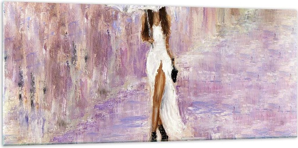 Bilder auf glas - Frau Regenschirm - 120x50cm - Glasbilder - Wandbilder - Kunstdruck - zum Aufhängen bereit - Wanddekoration aus Glas - Glas Bilde...