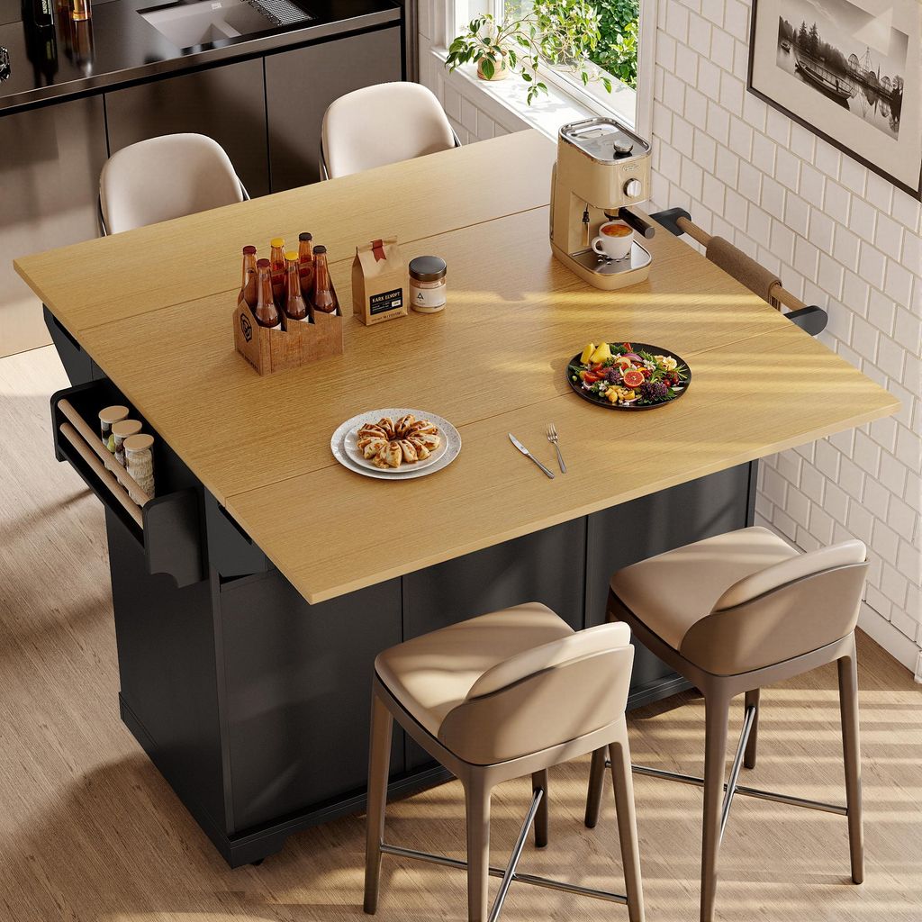 MODFU Îlot De Cuisine Avec Plateau Rabattable Et Roulettes Image du produit 