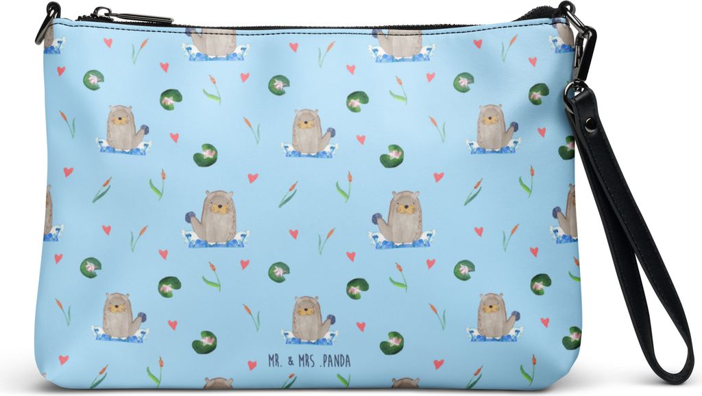 Mr. & Mrs. Panda Damentasche Otter Stein - Blau - Geschenk, Clutch, Seeotter, Handtasche, Munter, Grüßen, See, Tasche, Damen, Pflanzen, Umhänget...