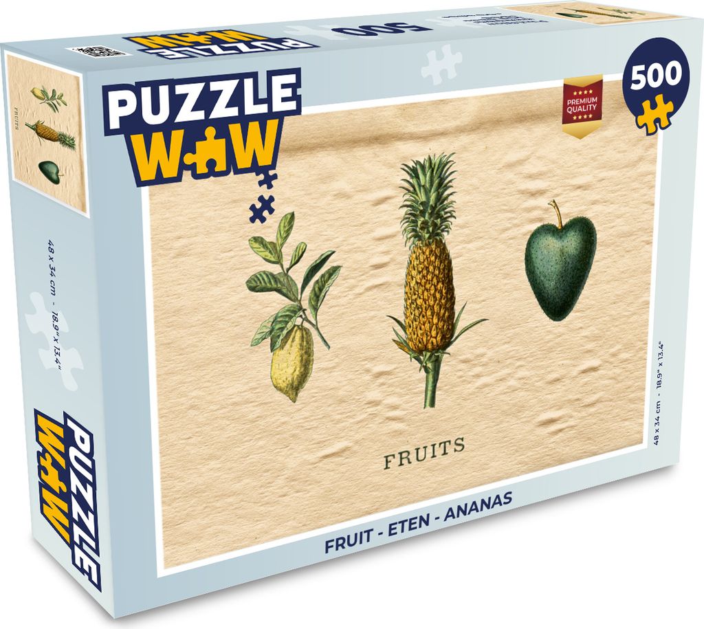 MuchoWow Puzzle 500 Teile Obst - Lebensmittel - Ananas - 500 Teile - Kinder - Selberbauen - Puzzlespiele
