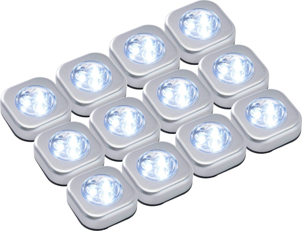 A collection of small, square LED lights arranged in rows.