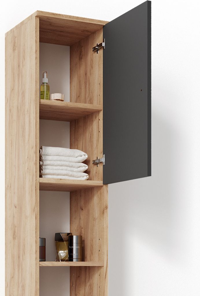 Vicco Badschrank Fynn, 30 x 190 cm, Anthrazit/Goldkraft Produktbild 6