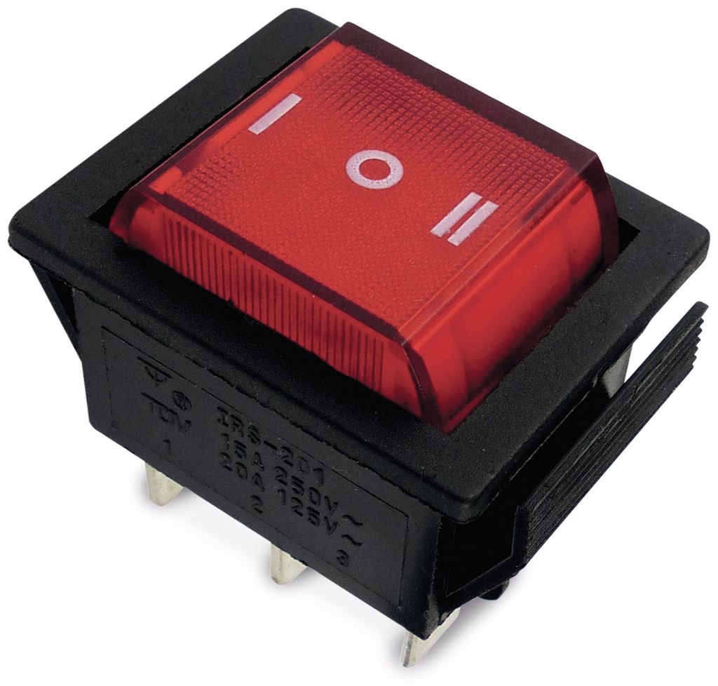 Interruttore a bilanciere 25,5x22 mm , 2x I-0-I, rosso, 15 Immagine del prodotto 
