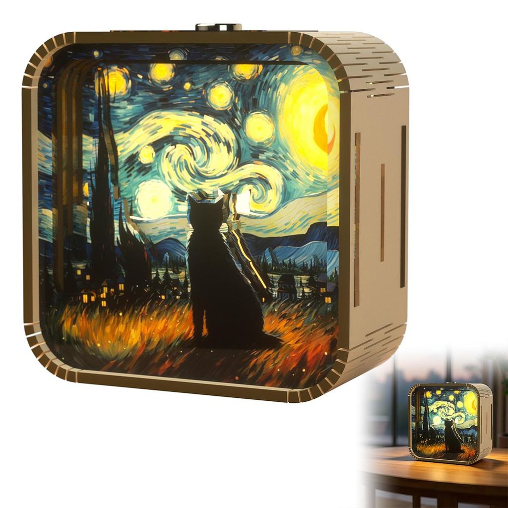 3D Holzpuzzle Nachtlicht Bausatz LED – DIY Leuchte batteriebetrieben & dimmbar | Wiederaufladbare Lampe für Kinderzimmer Babyzimmer