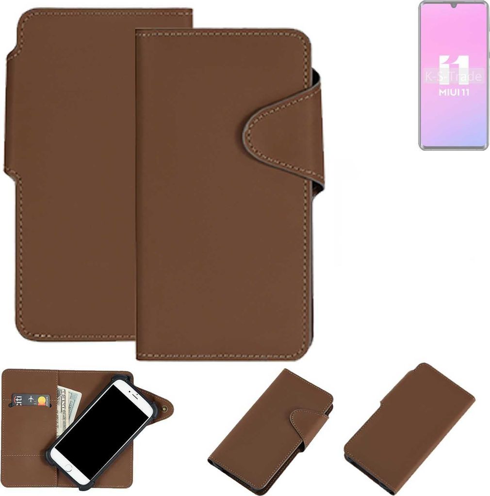 K-S-Trade Schutzhülle Klapphülle Kunstleder für Xiaomi Mi Note 10 Lite braun Handy Hülle Wallet Case