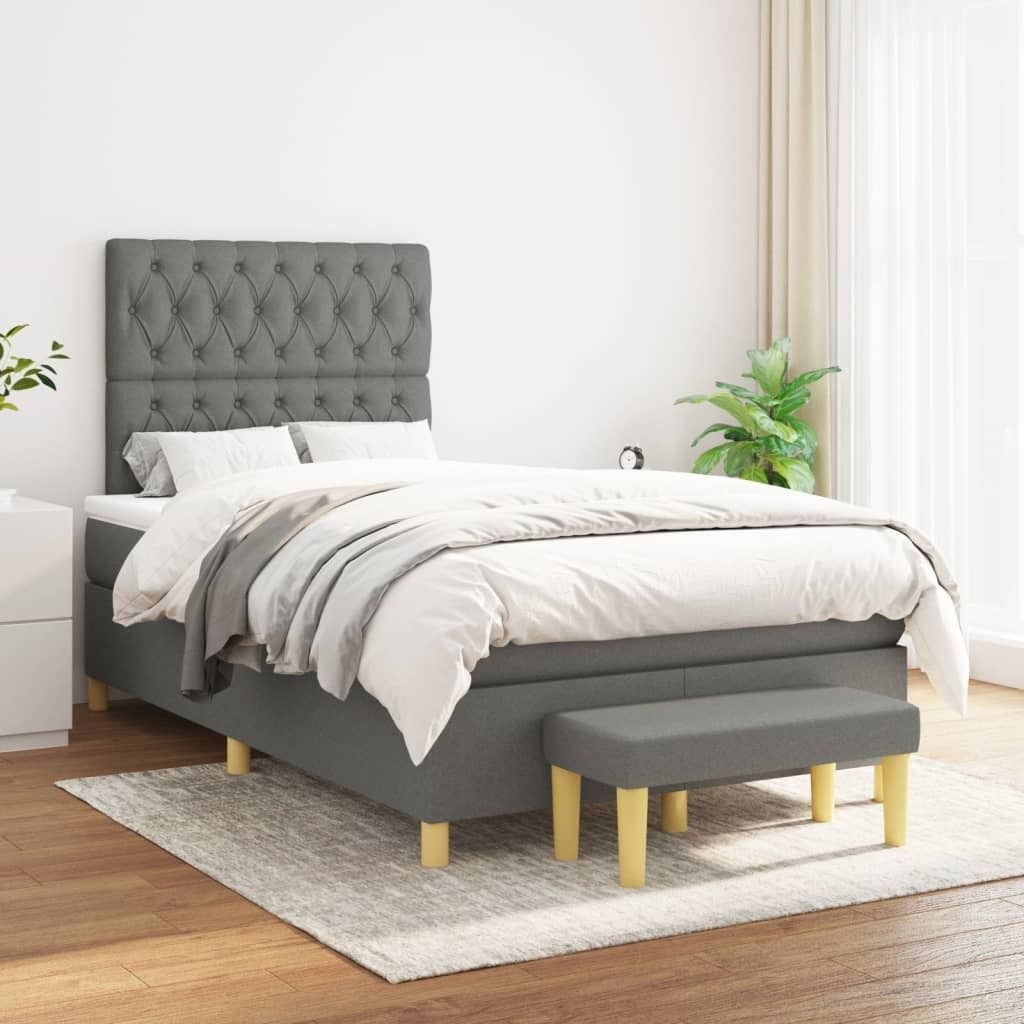 Maison Exclusive - Boxspringbett mit Matratze Dunkelgrau 120x200 cm Stoff